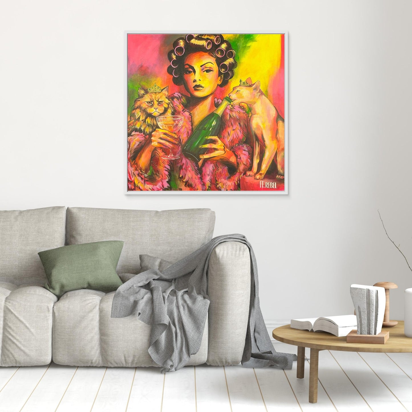 Modern feminist art canvas print combining humor and strong visual style