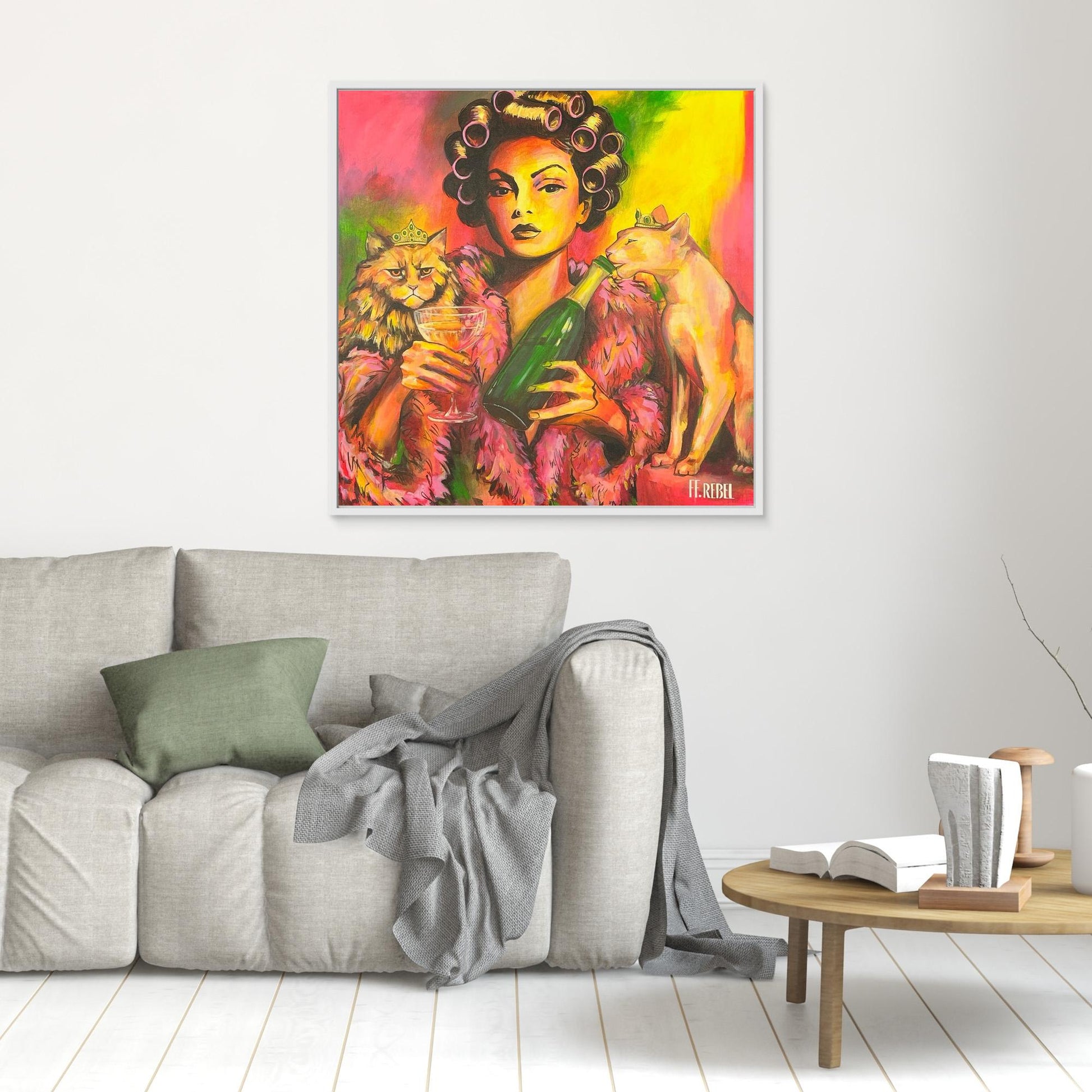 Modern feminist art canvas print combining humor and strong visual style