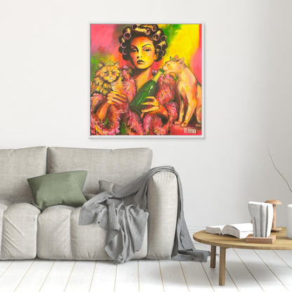 Modern feminist art canvas print combining humor and strong visual style