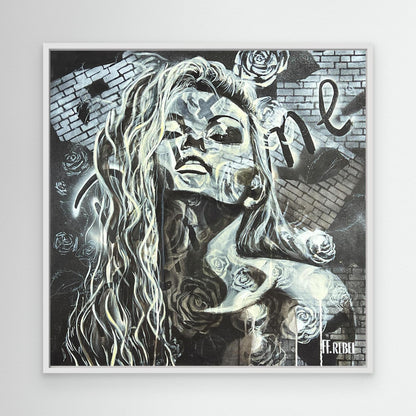 Rebellious feminist art printed on canvas, expressive contemporary wall art