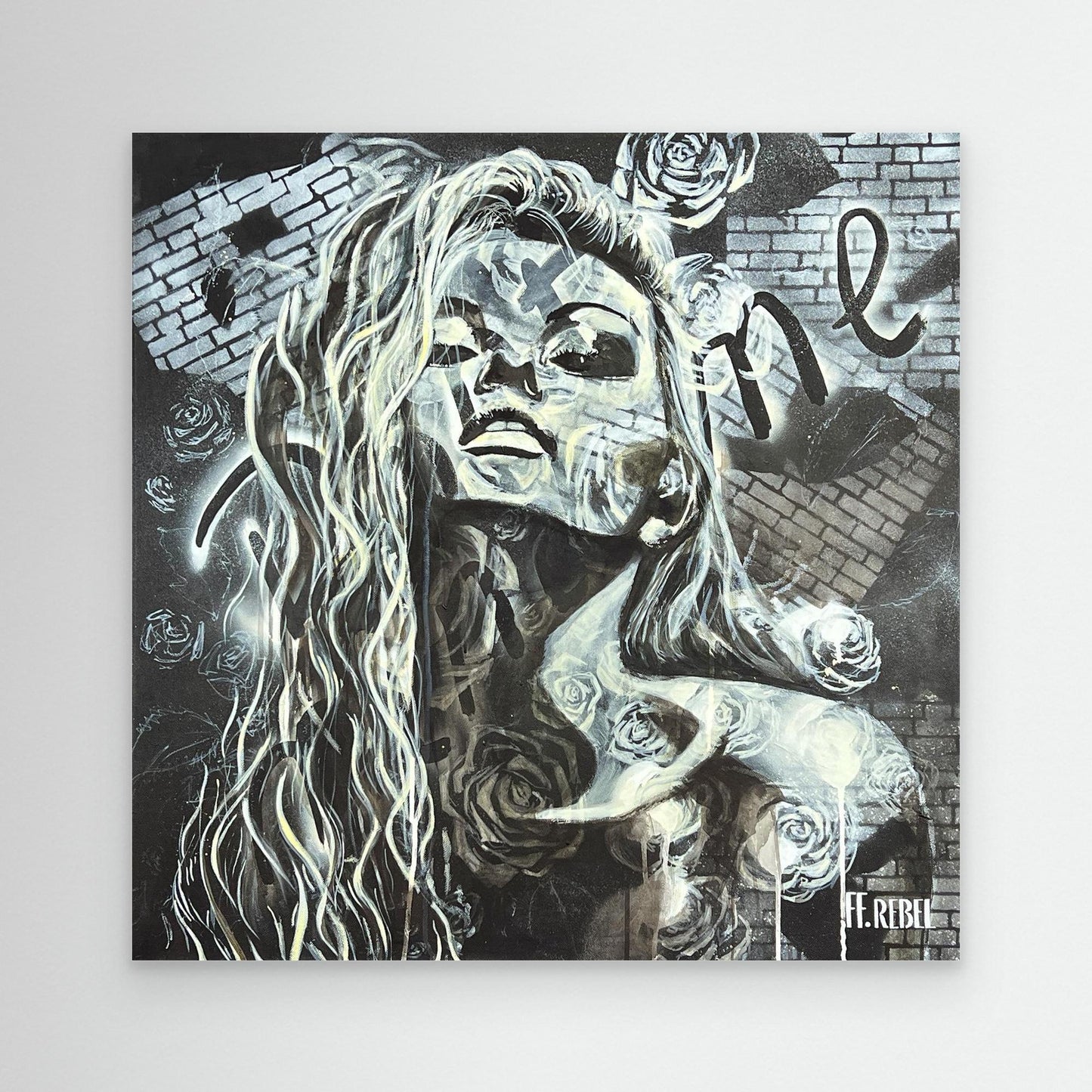 Feminist art canvas print featuring expressive female portrait, contemporary wall art by a female artist