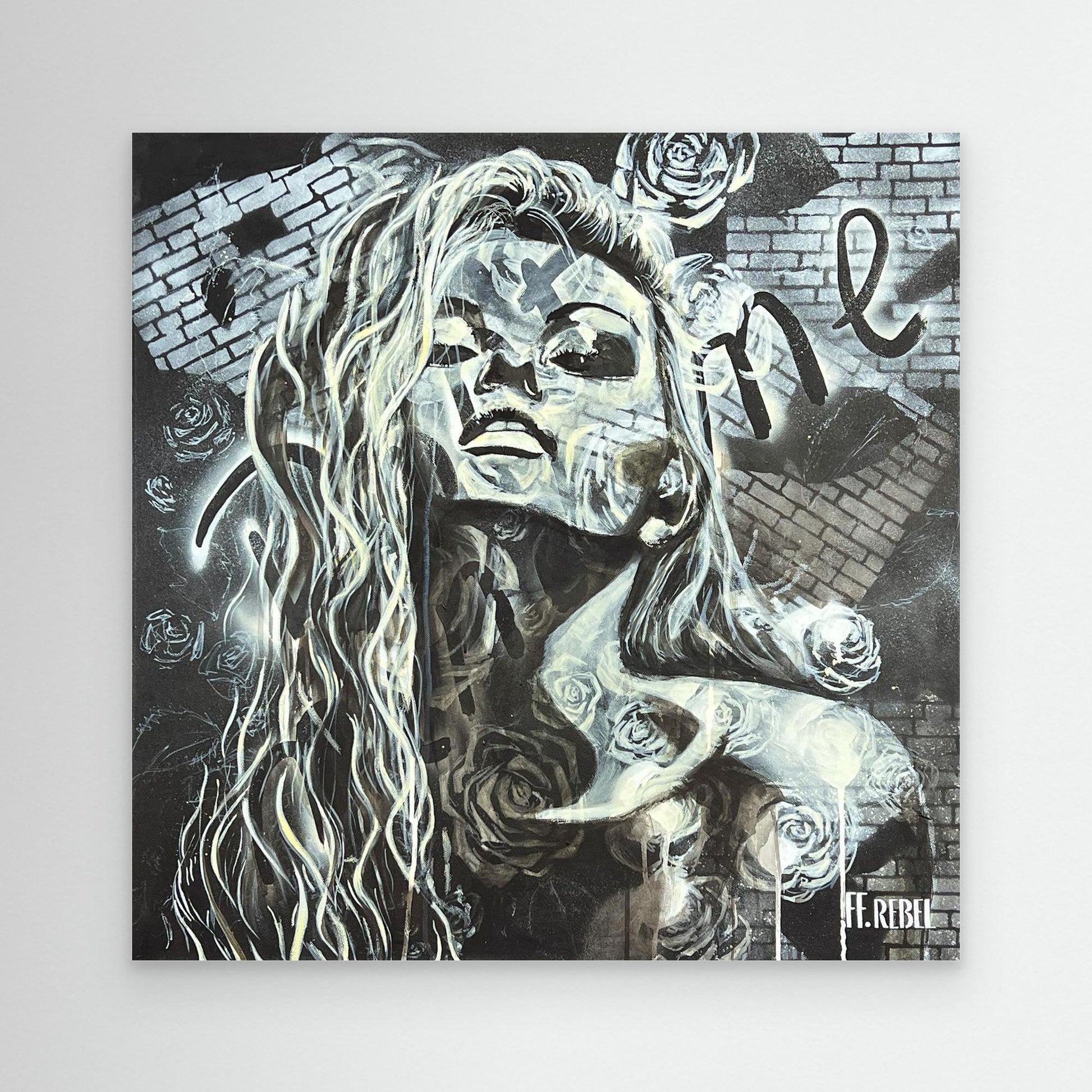 Feminist art canvas print featuring expressive female portrait, contemporary wall art by a female artist