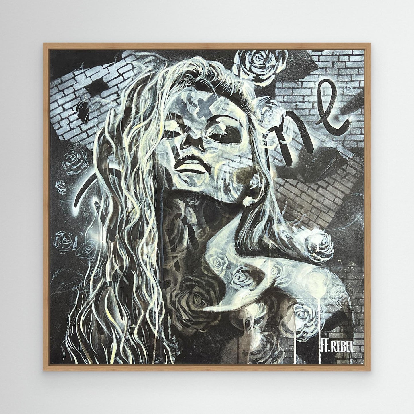 Modern feminist canvas wall art with moody expression, stretched canvas ready to hang