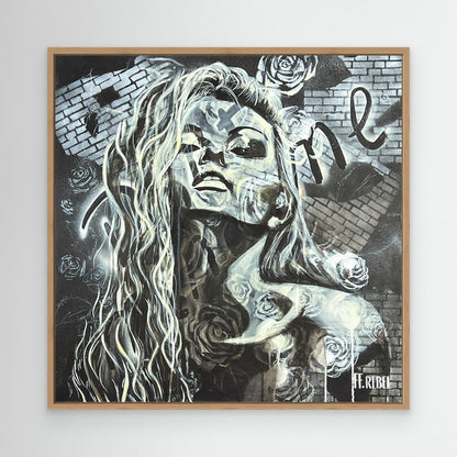 Modern feminist canvas wall art with moody expression, stretched canvas ready to hang