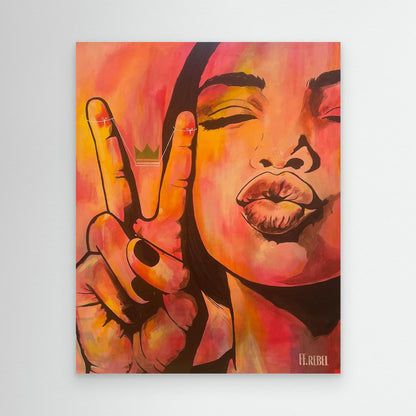 Feminist art canvas print featuring confident female portrait, contemporary wall art by a female artist