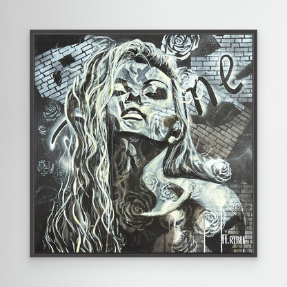 Contemporary feminist art canvas print with emotional depth and strong presence