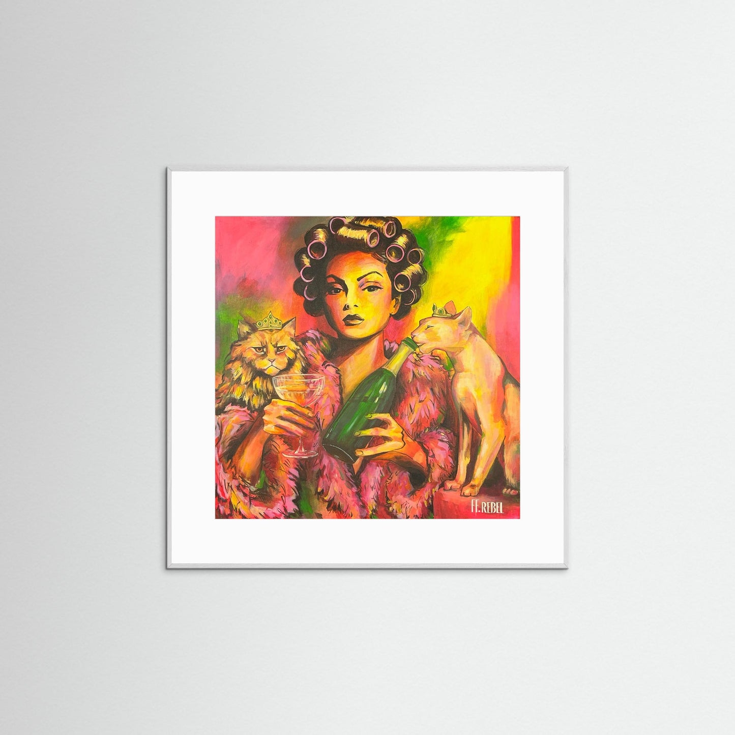 Rebellious feminist art poster for modern homes, expressive and confident artwork