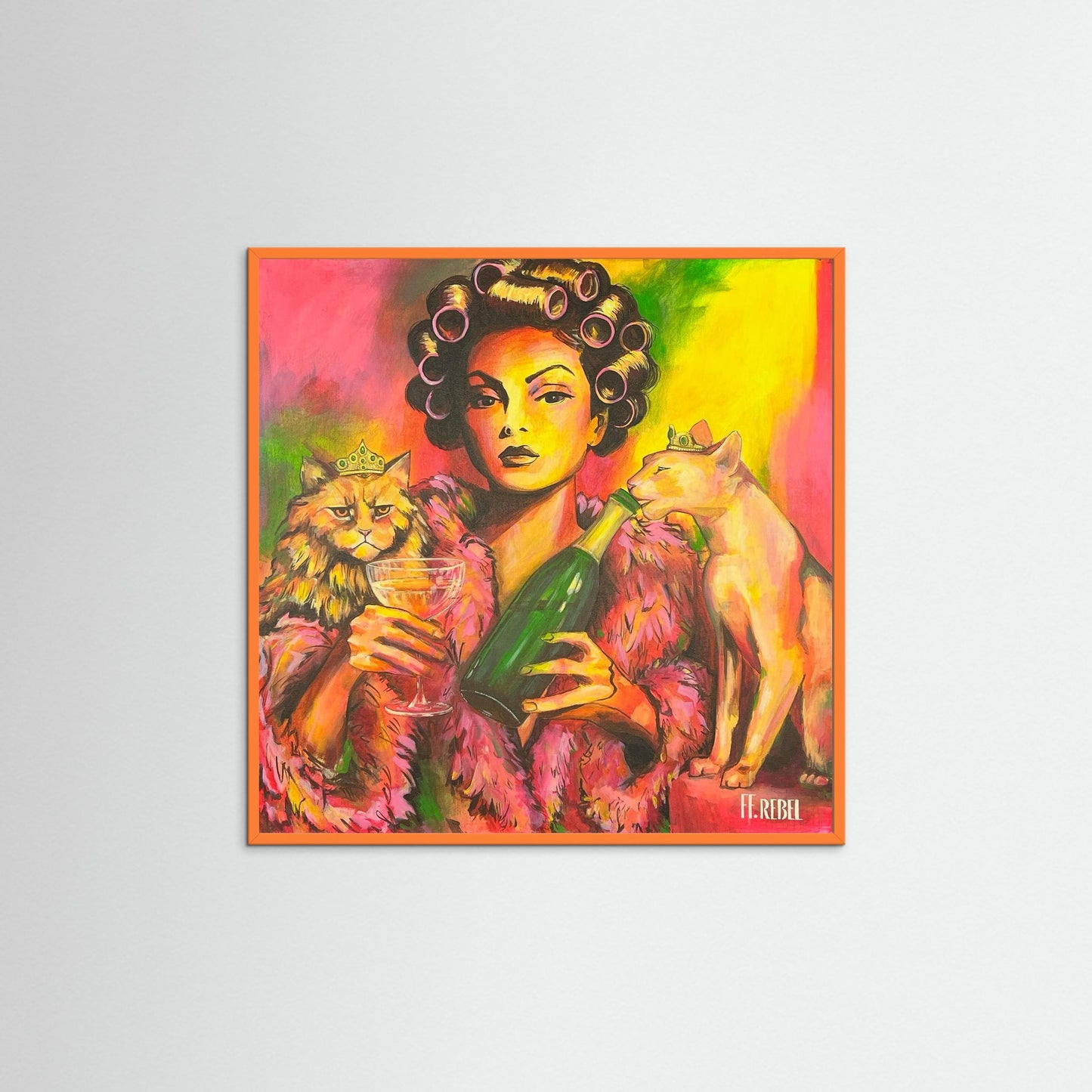 Expressive feminist art poster with colorful palette and confident female subject