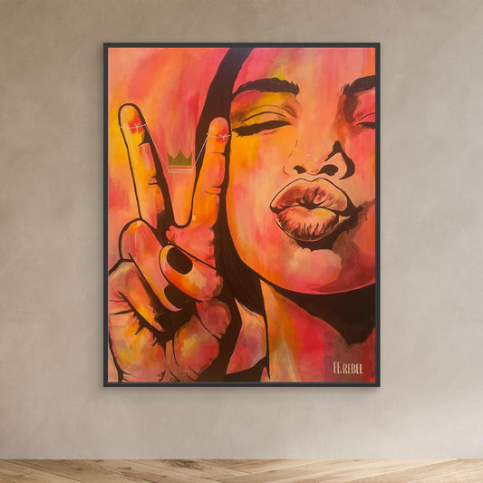 Rebellious feminist canvas wall art for modern interiors, expressive and powerful