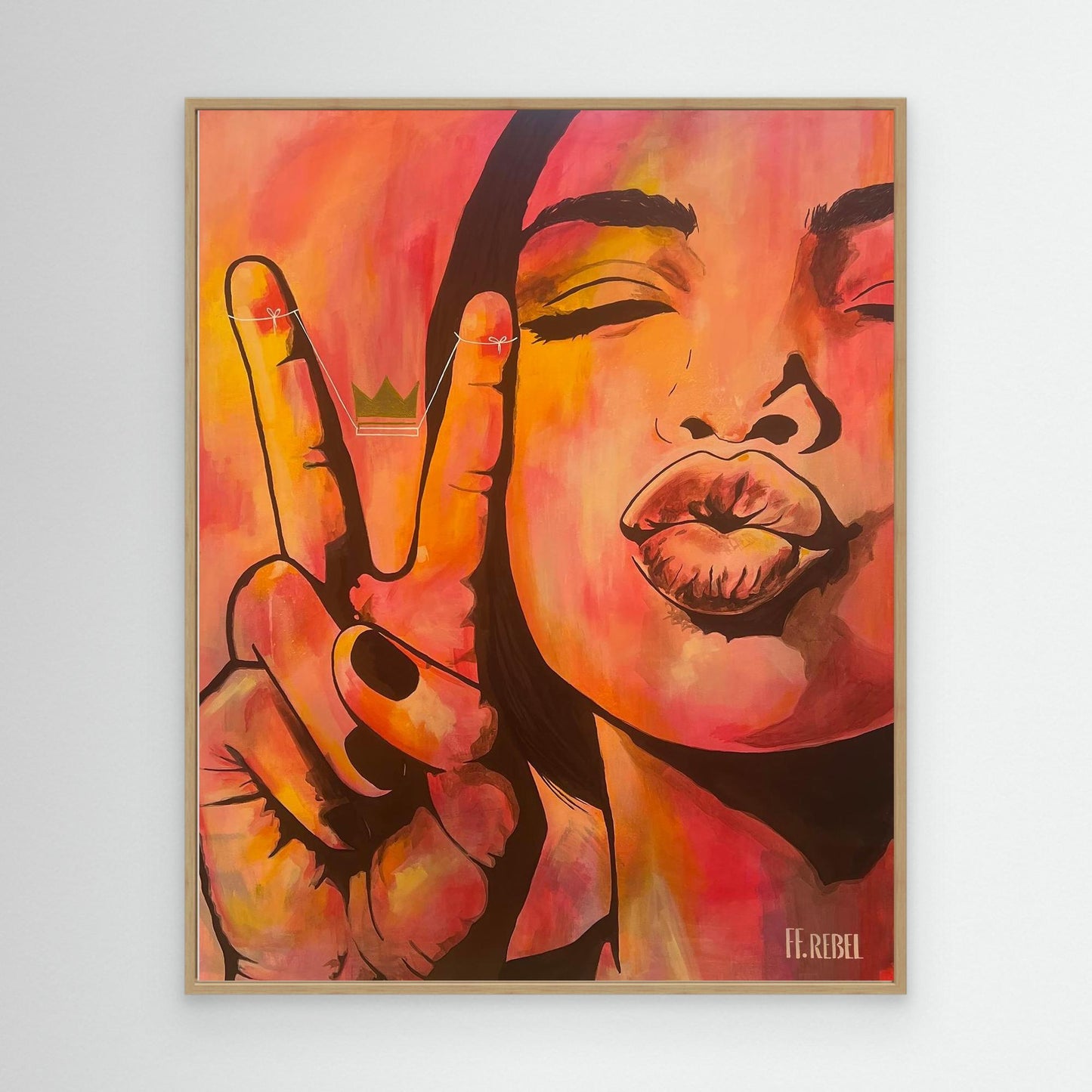 Modern feminist canvas wall art with bold colors and strong attitude, stretched canvas ready to hang