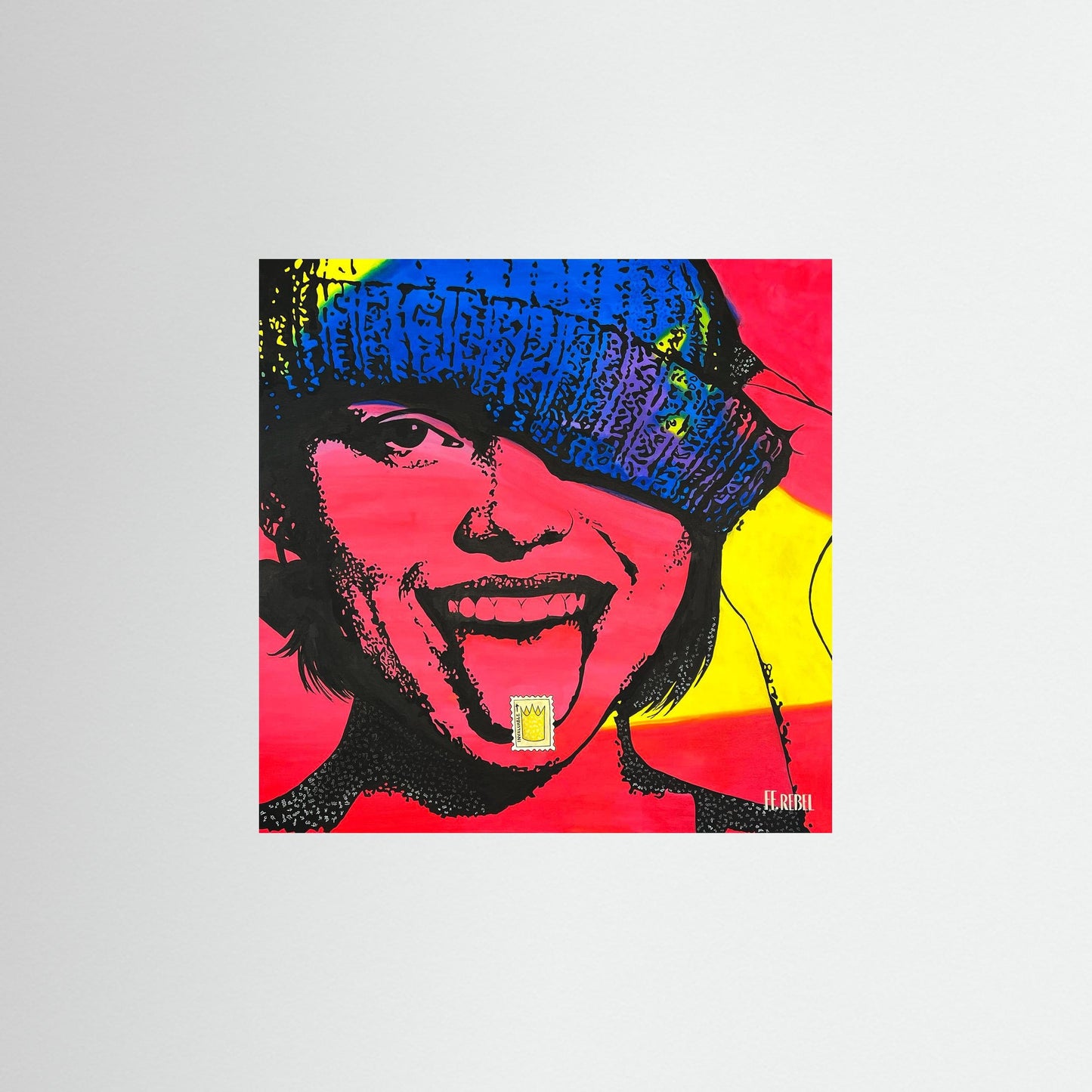 Contemporary feminist art poster with bold lines and dark tones, statement wall decor