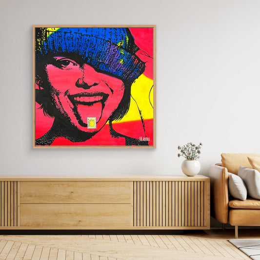 Feminist art canvas print with provocative expression, contemporary wall art by a female artist