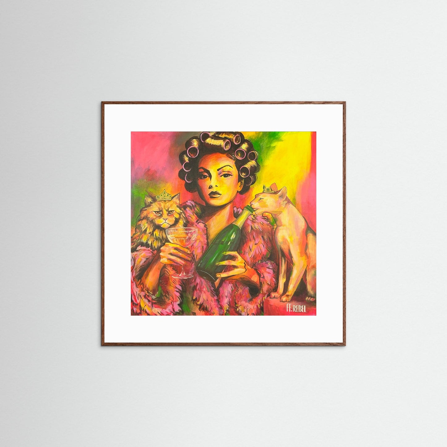 Contemporary feminist art poster celebrating independence, confidence, and humor