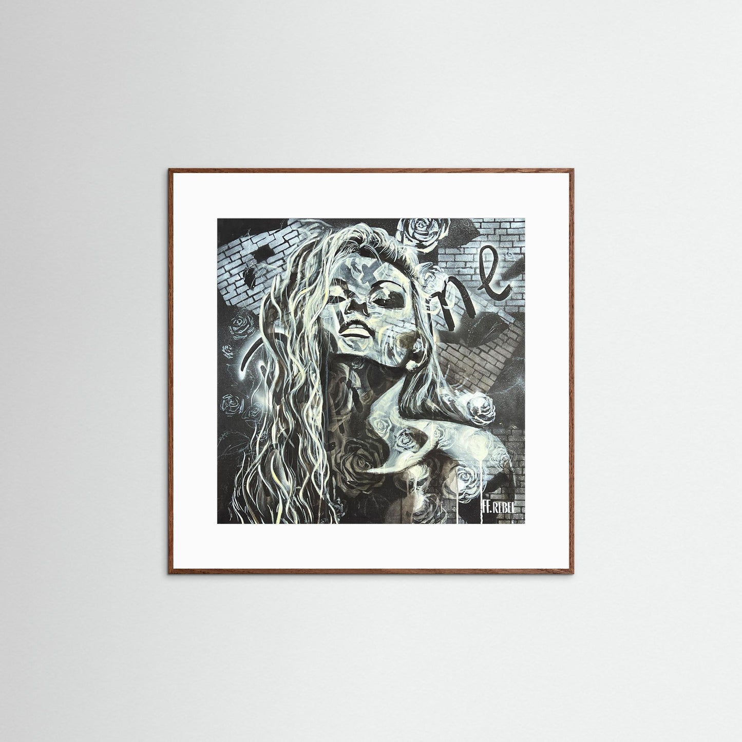 Rebellious contemporary art print with feminist expression, created by a female artist