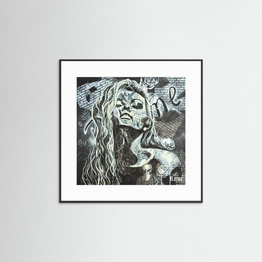 Feminist art print featuring expressive female portrait, contemporary feminist artwork by a female artist