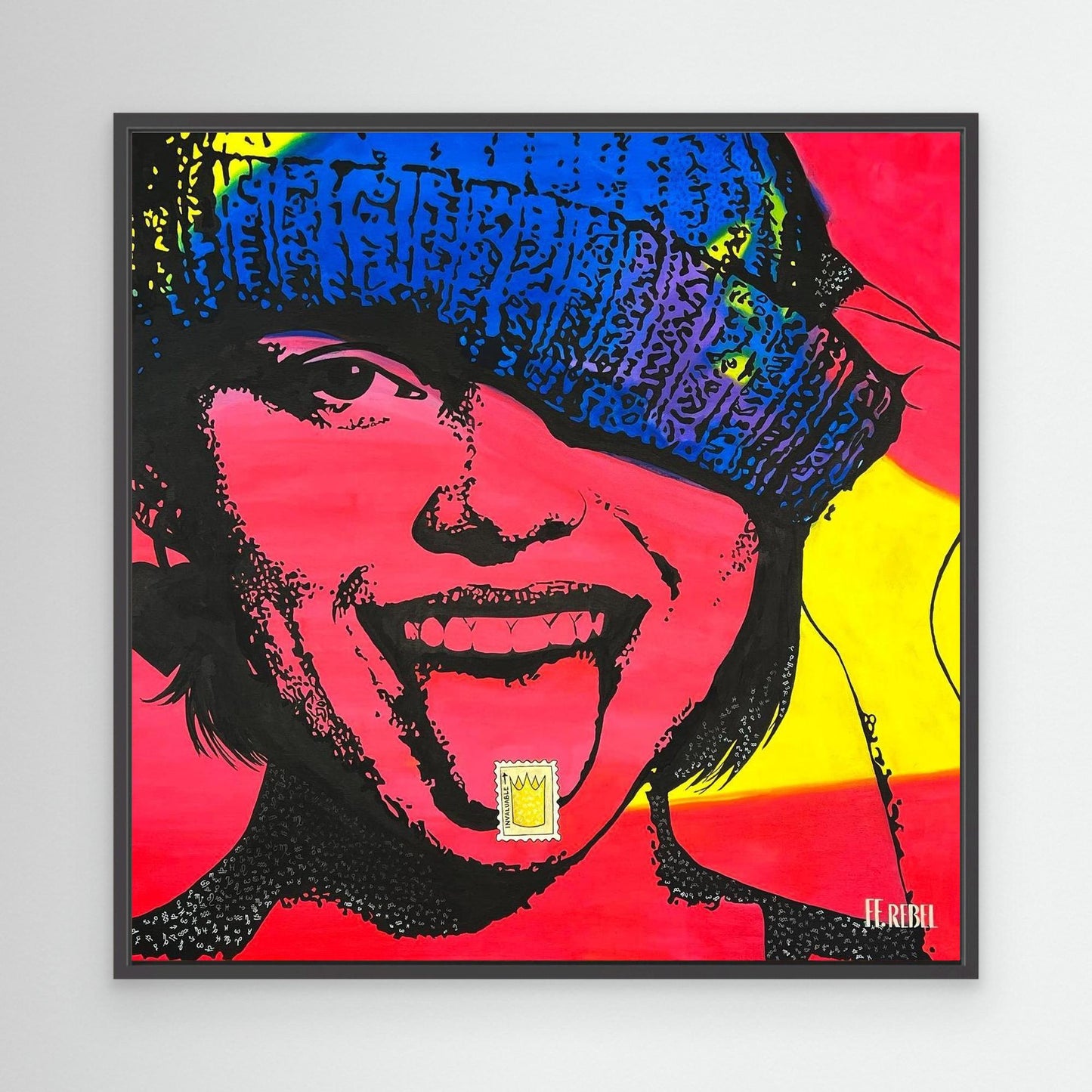 Feminist canvas wall art featuring rebellious expression, created by a female artist