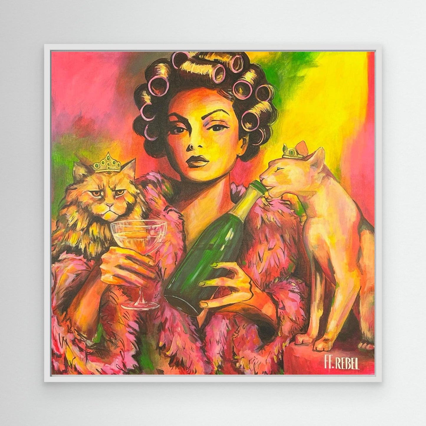 Rebellious feminist art printed on canvas, humorous and confident wall decor